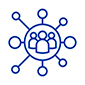 A graphic of people inside a circle with smaller circles extending from it.