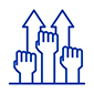 A graphic of fists rising upward.