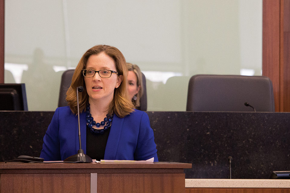 A photo of visiting professor Liz McCuskey