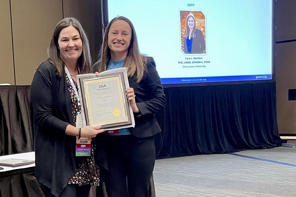 Cara Wallace, Ph.D. (Nursing) was formally recognized as a inducted as a 2024 Gerontological Society of America Fellow. Submitted photo.