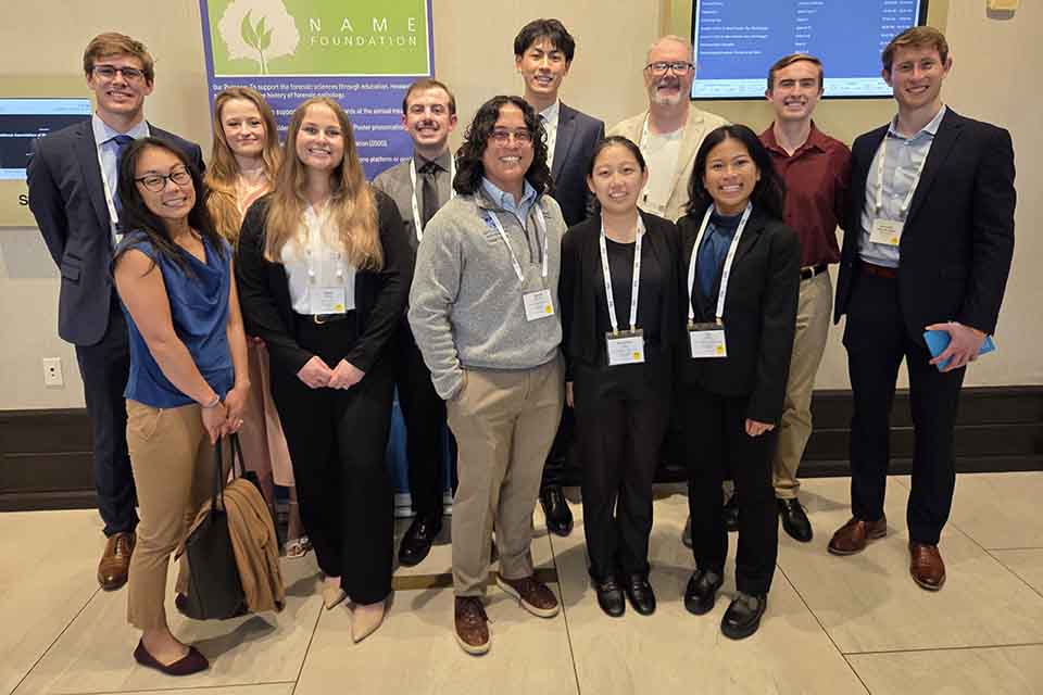 a group of people pose